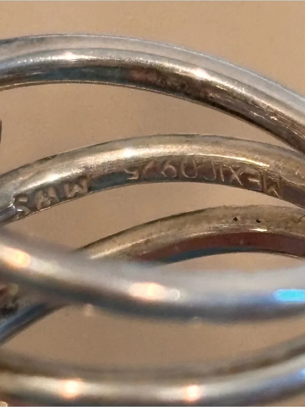 Designer 925 Sterling Silver Stacked Teardrop Ring - Size 6